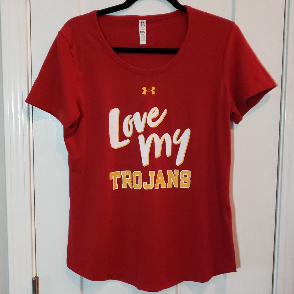 Under Armour Red and Yellow Crew Neck Tee